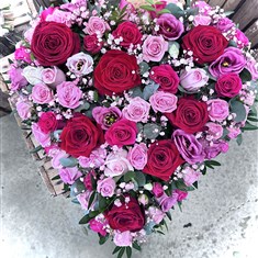15 inch Pink and red rose heart 