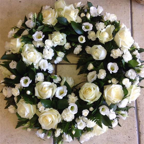 Skye paw patrol balloon All White Wreath - Funeral Flowers Liverpool